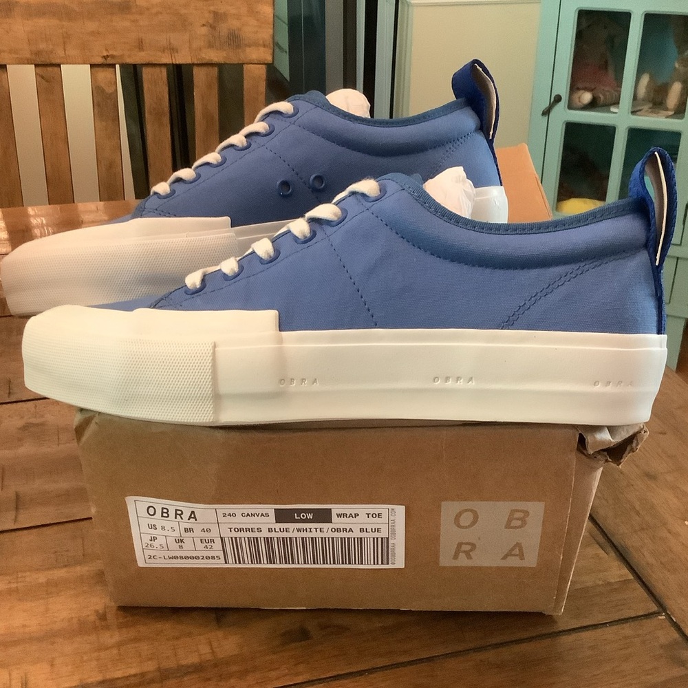 NIB OBRA Made in Brazil Blue Canvas Sneakers UNISEX Men’s 8.5 Wms 10